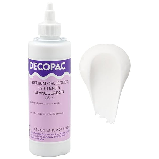 DecoPac Premium Gel Food Coloring | White Food Coloring For Baking | 8oz | Whitener For Buttercream, Fondant, Frosting & Piping Gel, Food Safe, Highly Concentrated, 8 oz - White