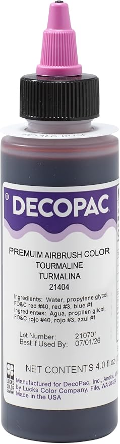 DECOPAC Food Coloring, Airbrush Food Color, Edible Airbrush For Cake Decorating, Cookie Airbrush Coloring, Food Airbrush Kit Add-on, Airbrushes For Cake Decorating 4 Fl Oz - Tourmaline