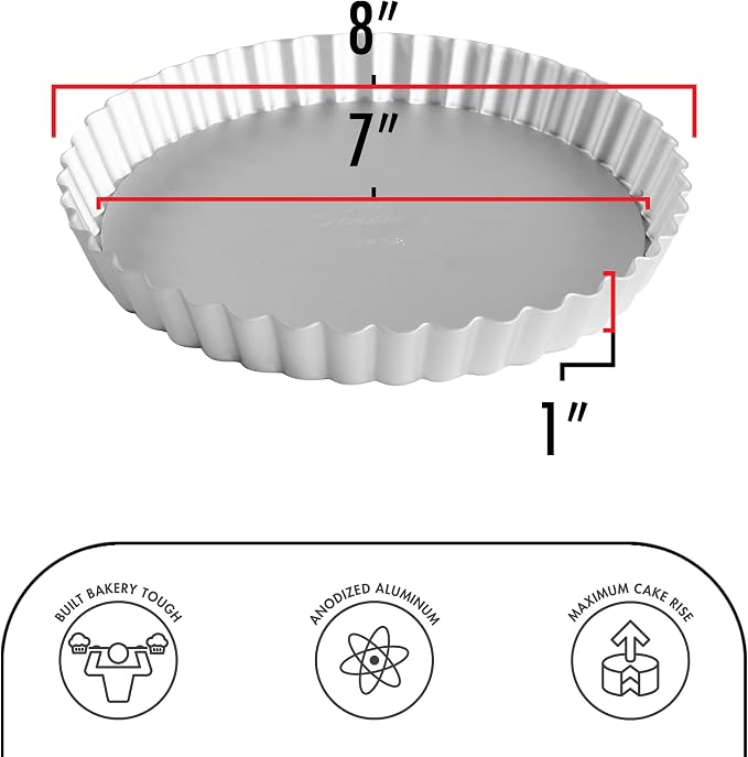 Fat Daddio's PFT-8 Round Fluted Tart Pan, 8 x 1 Inch