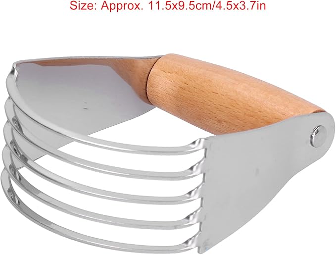 Stainless Steel Pastry Cutter, 5 Blades Pastry Blender, Lightweight Dough Blender with Comfortable Handle, Dough Cutter Tool for Pizza, Cake, 4.5x3.7in, Log Color