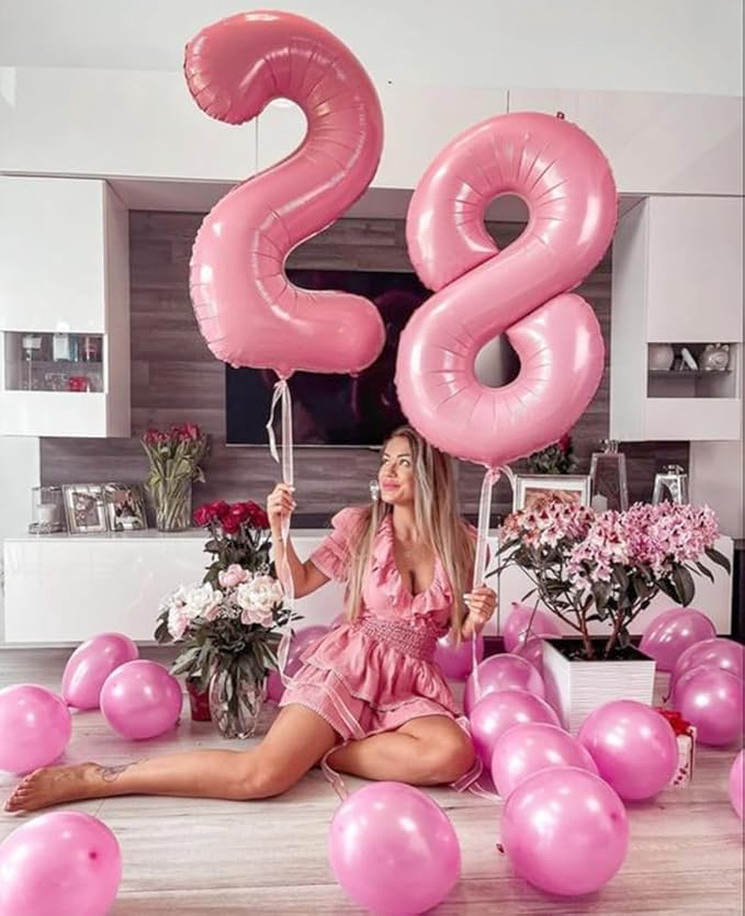 Number 6 Balloon 40 Inch, 6 7 Six Seven Birthday Decorations, 6th Birthday Balloon for Boy Girl, Pastel Pink 16 60 61 65 Numbers Balloons Graduations Anniversary Supplies