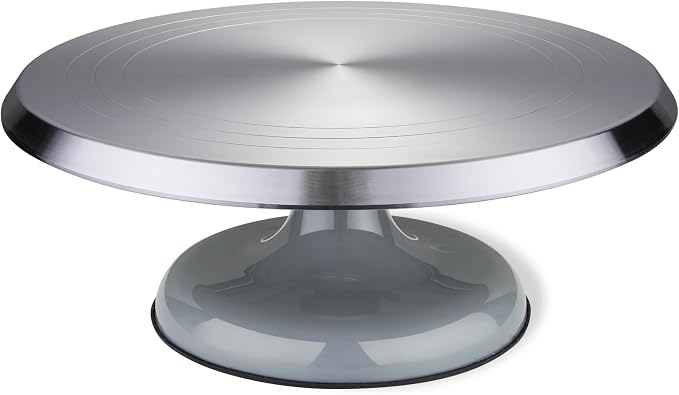 LEOLIO Large 10'' Heavy Duty Sculpting Wheel, Premium Aluminium Alloy Turntable with Double Ball Bearing for Cake Decorating, Painting, Pottery, Ceramics Artists and Displaying Items (Grey)