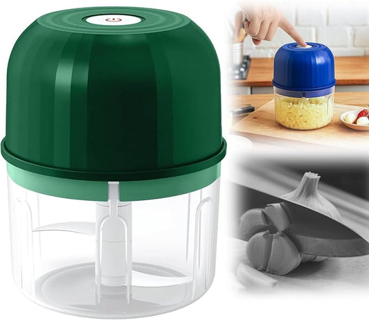 Electric Garlic Chopper, 2026 New Portable Mini Vegetable Chopper, USB Rechargeable Garlic Grinder, Cordless Onion Chopper Food Processor for Garlic Onion Ginger Chili Meat Sauce (Green)