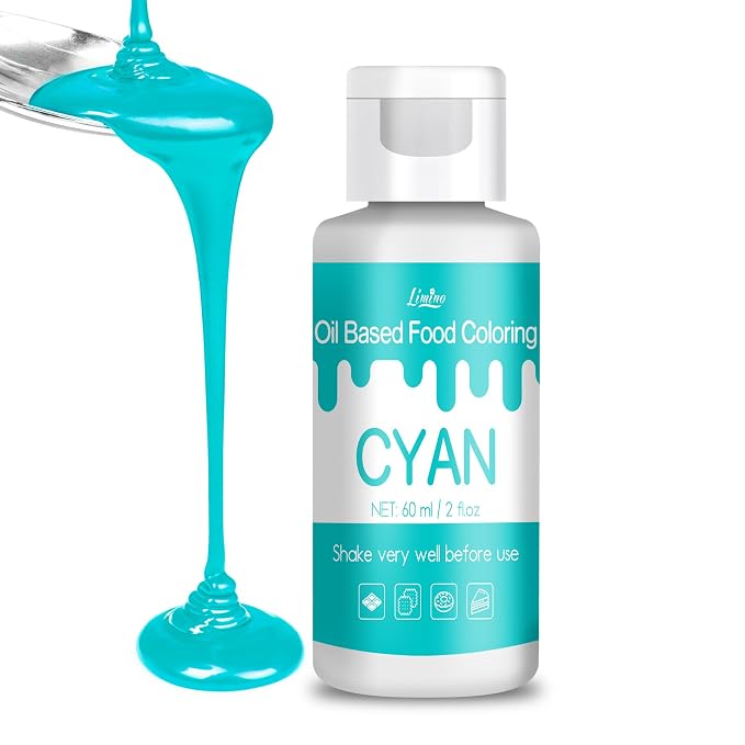 Oil Based Food Coloring for Chocolate - Vivid Food Coloring Set for Candy Melts, Baking, Cake Decorating, Fondant - Fat Soluble Food Color Dye for Icing, Cookie, Crafts - 2 fl.oz / 60ml Bottles (Cyan)