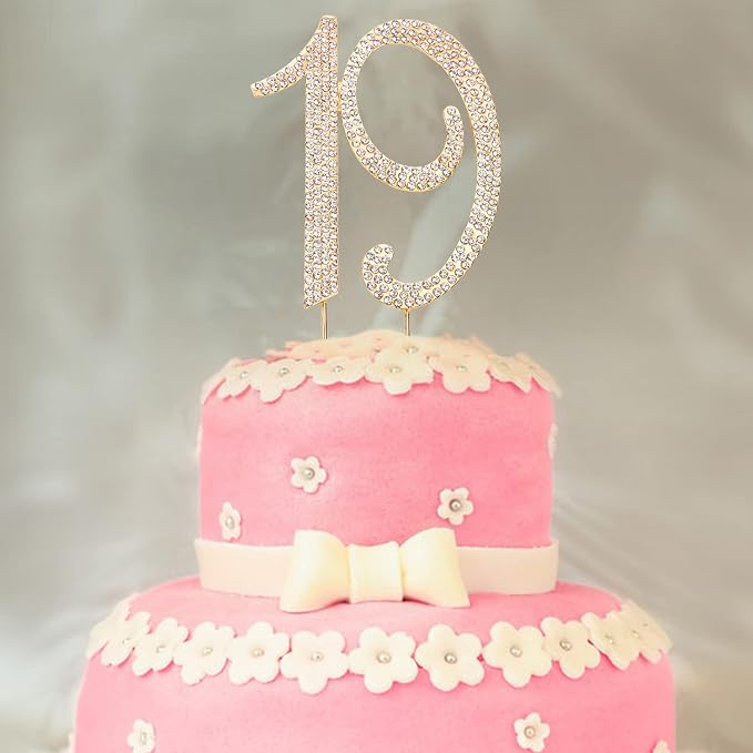 19 cake topper Premium Bling Rhinestone Diamond Gems for Birthday or Anniversary Party Decoration Ideas