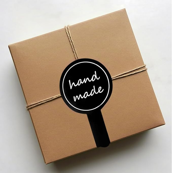 Handmade Stickers for Bakery Packaging 300 Pcs | Black Self-Adhesive Food Labels for Homemade Baking and Tamper-Proof Seals