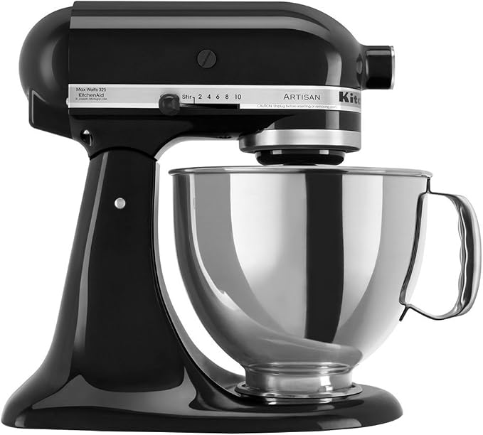 KitchenAid Artisan Series 5 Quart Tilt Head Stand Mixer with Pouring Shield KSM150PS, Onyx Black Bundle with Deco Essentials Exclusive CPS 1 Year Extended Protection Pack