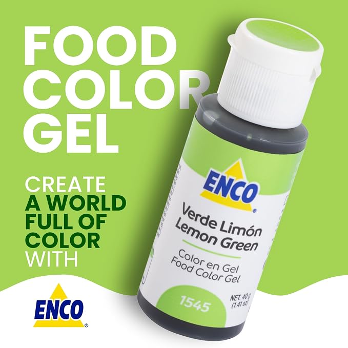 ENCO Food Coloring Gel Lemon Green 1.41 oz (40g) Concentrated, Vegan
