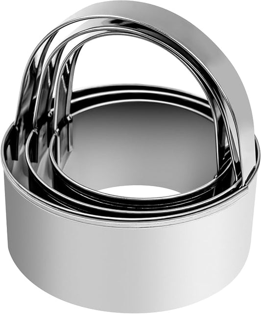 Stainless Steel Round Cookie Cutters with Handle, Set of 3 (Size: 2.25", 2.75", 3")