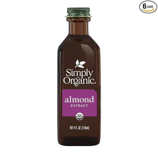 Simply Organic Almond Extract, 4 Ounce Glass Jar, Warm Sugar-free Vegan Flavor for Desserts, Coffee and Smoothies