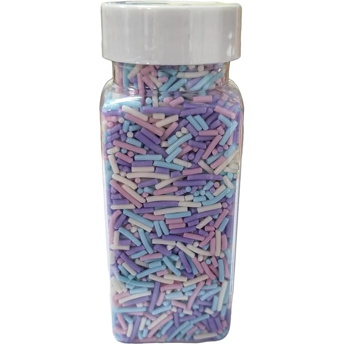 Senchanting Mermaid Pastel Jimmies Sprinkles for Cake Decorating, Edible Blue White Pink Purple Jimmy Sprinkle Mix, Themed Birthday Ocean Jimmy Sprinkles Toppers for Decorating Baking Cupcakes Cake Cookies Ice Creams Donuts Candy