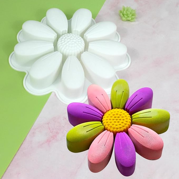 mostsom DIY Sunflower Chocolate Molds Silicone Candy Molds Non Stick Cookies Baking Trays for Party Decorations Food Grade (Sunflower M_9x9x1.48inch)
