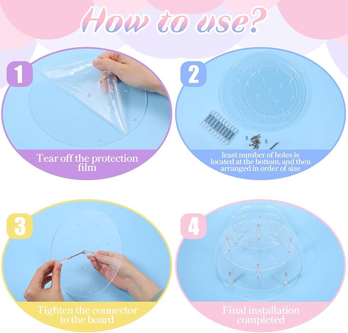 36 Holes Cake Pop Display Stand 3-Tier Clear Acrylic Lollipop Holder Cake Pop Stand for Displaying Candy Dessert, Round Cupcake Display Holder for Birthday, Party, Anniversary,Candy Bar