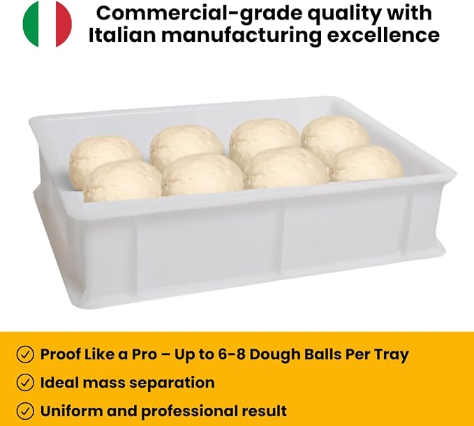 L'Oro Del Sud Home Refrigerator Size, Dough Proofing Tray (2 Pack + 1 Lid) | White Stackable, Commercial Grade, Pizza Proofing Dough Pans with Lid (16 inch x 12 inch x 4 inch), Product of Italy