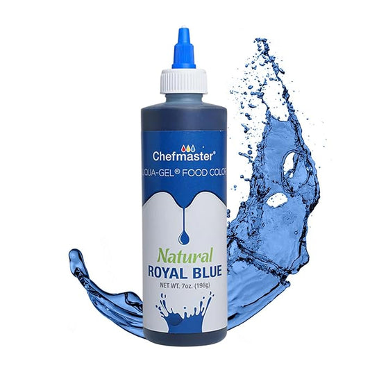 Chefmaster Royal Blue Natural Food Coloring | Plant-Based Dye for Icing, Fondant, Mousse, Pudding | Decorating Non-Bake Desserts | Easy-to-Use | Manufactured in the USA | 7 oz