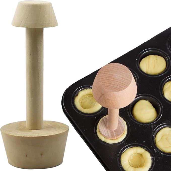 1Pc Wooden Egg Tart Tamper, Double Side Wooden Egg Tart Tamper Mold DIY Cake Pastry Pusher for Kitchen Party Baking Tools, Tarts Muffins Pecan Pies Cheesecakes Desserts