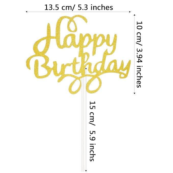 Boao 40 Pieces Happy Birthday Cake Toppers 5.3 x 3.94 in Glitter Birthday Cupcake Topper Cake Party Supplies Decorations, 8 Colors