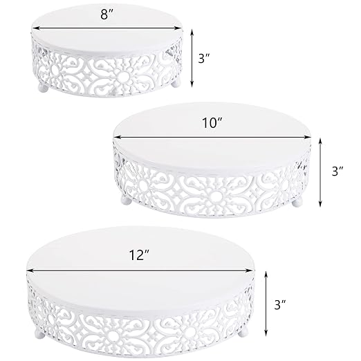 Hedume 3-Piece Cake Stand Set, Round Metal Cake Stands, Dessert Cupcake Stands, Cupcake Pastry Candy Plate for Wedding, Event, Birthday Party