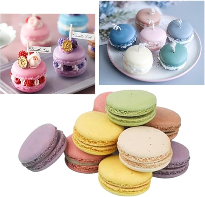 6-Cavity 3D Macaroon Silicone Molds Macaron Hamburger Fondant Mold Chocolate Candy Molds For Cake Decoration Cupcake Topper Polymer Clay Gum Paste Mini Soap Bath Bomb