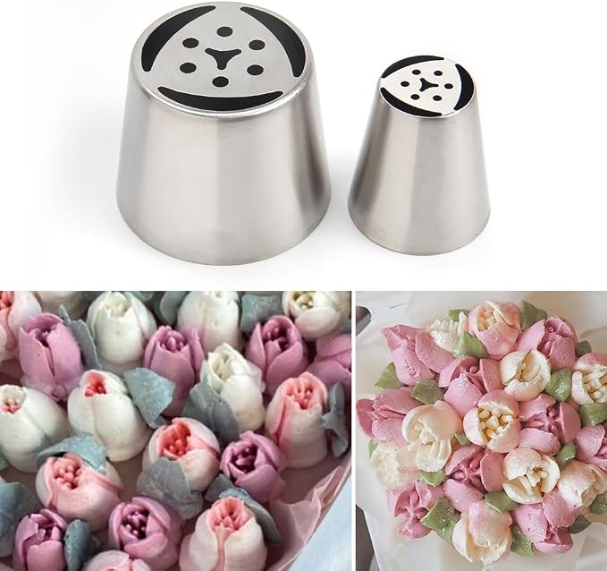 14 PCS Russian Piping Tips Set,Stainless Steel Icing Nozzles for Cake Decorating, Cream Flower Bouquet DIY Cookies, Desserts Baking Tools 1 XXL,1 XL,1 Medium Leaf,10 Piping Bags,1 Brush(S4)