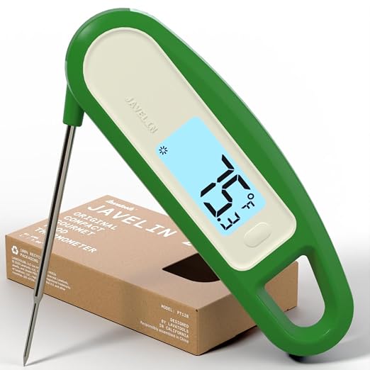 Lavatools PT12B Javelin 2 Ultra Fast Digital Instant Read Meat Thermometer for Grill and Cooking, 3" Probe, Compact Foldable Design, 1.5" Backlight Display, Water Resistant-Spinach
