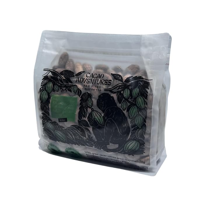 Cacao Adventures Raw Whole Cacao Beans, Awajun-Farmed Peru, 1 kg / 2.2 lb