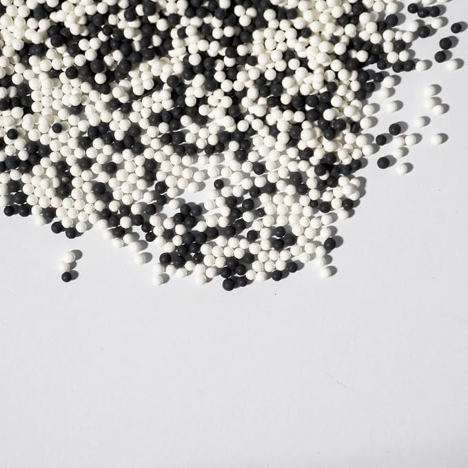 Sprinkles 130g/4.6oz, Black White Edible Pearl Sprinkles for Cake Decorations, Baking, Ice Cream, Cookies, Cupcake Topper Edible Pearls Sprinkles - 2mm Matte White Sugar Pearls for Cake Decorating (2mm white black)