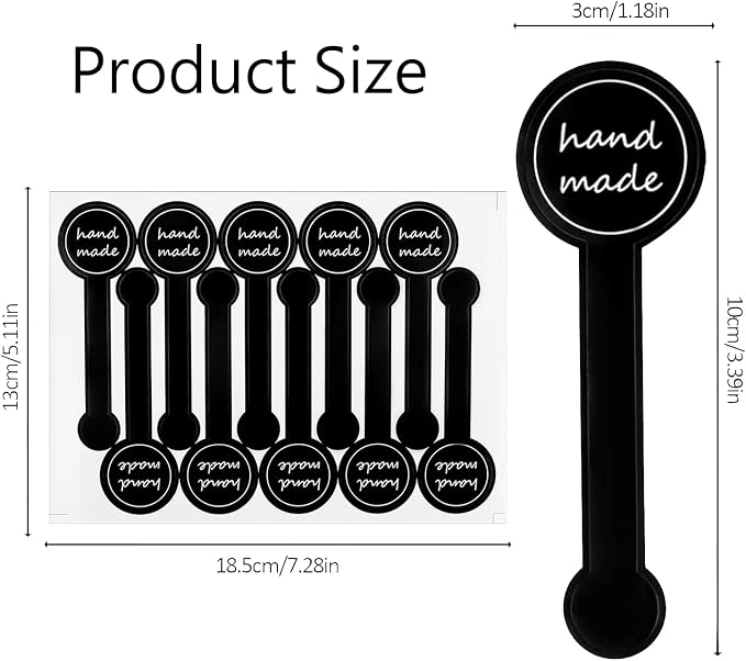 Handmade Stickers for Bakery Packaging 300 Pcs | Black Self-Adhesive Food Labels for Homemade Baking and Tamper-Proof Seals