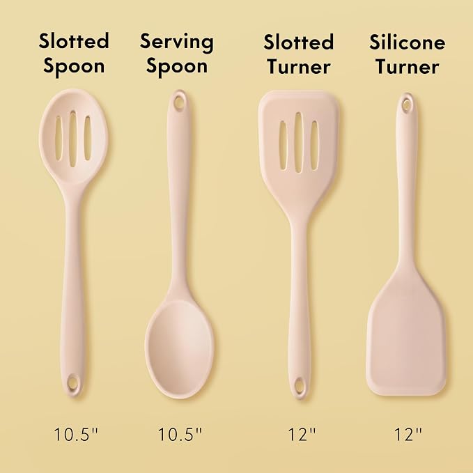 Non-Toxic Silicone Utensil Set Variation (4, Beige)