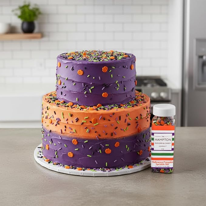 Pumpkins & Green, Purple and Black Sprinkles Mix 4.4 oz, Halloween Sprinkles For Cake Decorating, Baking, Ice Cream & More, The Hampton Candy Company
