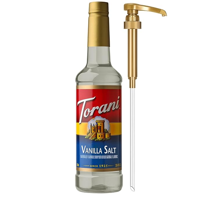Torani Coffee Syrup, Vanilla Salt Flavoring for Drinks, Pump Included, 25.4 Fl Oz