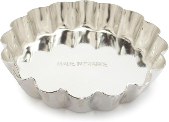 Fluted Tart/Quiche Mold, Fixed Bottom 3.5-inch Diameter, Tinplate