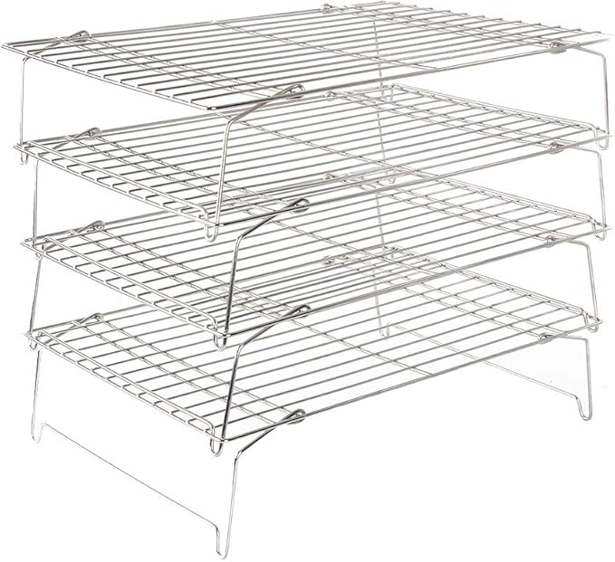 FlagShip Cooling Baking Rack Set of 4, 100% 304 Stainless Steel Wire Baking Rack, Stackable Cooling Cooling Roasting Cooking - 14.4''x10.43''