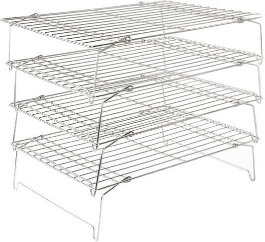 FlagShip Cooling Baking Rack Set of 4, 100% 304 Stainless Steel Wire Baking Rack, Stackable Cooling Cooling Roasting Cooking - 14.4''x10.43''