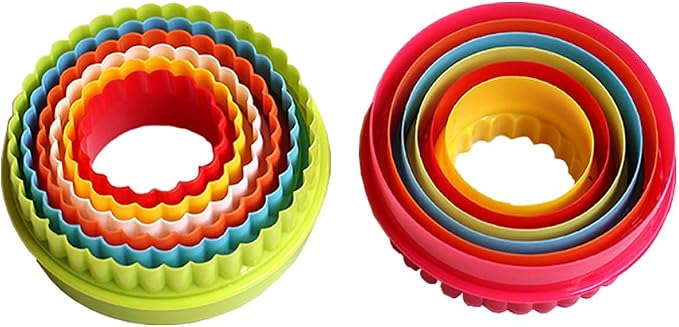 Mydio Set of 6 Multi-size Round Cookie Cutter,Two-sided Biscuit Fruit Cutter(Biscuit Cutters and Fondant cake Cutters),Random color (round)