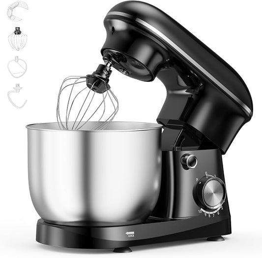 NEWBULIG Stand Mixer, Kitchen Aid Mixers Alternative, 300W 6.3Qt 10-Speed Electric Standing Mixer with Dough Hook, Whisk, Beater & Multi-Cover for Baking, Cakes and Home Cooking Needs