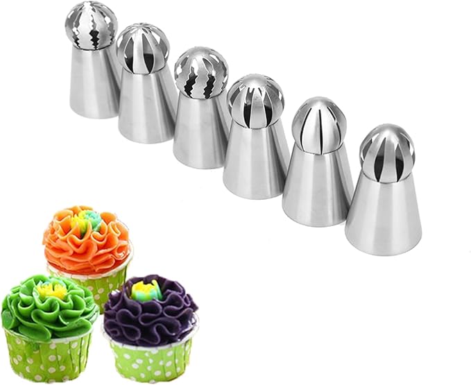 Hofumix Russian Piping Tips Cake Decorating Kit Cake Decorating Tips Buttercream DIY Baking Tools School Prevailing Torch Russian Nozzles Ball Baking Kits 6pcs