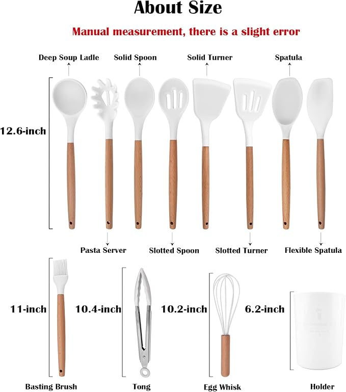 1pc White Silicone Spatula Set with Wooden Handle, Heat Resistant Cooking Utensils, Ideal Cookware for Cooking, Baking and Mixing.