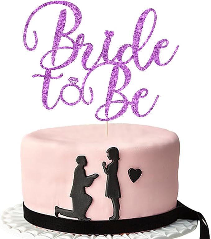 Glitter Bride to Be Cake Topper - Bridal Shower Cake Topper,for Wedding Shower/Engagement/Bachelorette/Hen Party Decorations (purple)