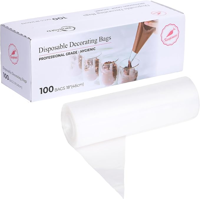 Keenpioneer 18-Inch Piping Bags, Large Capacity, Biobased Disposable Cake Decorating Pastry Bag - Pack of 100