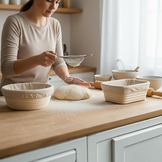 Bread Basket Liner Cloth 3 PCS 10 Inch Oval &3 PCS 9 Inch Round Bread Proofing Basket Cloth Liner Natural Rattan Banneton Basket Liner Proofing Cloth Baking Dough Basket Cover for Home Baking Supplies