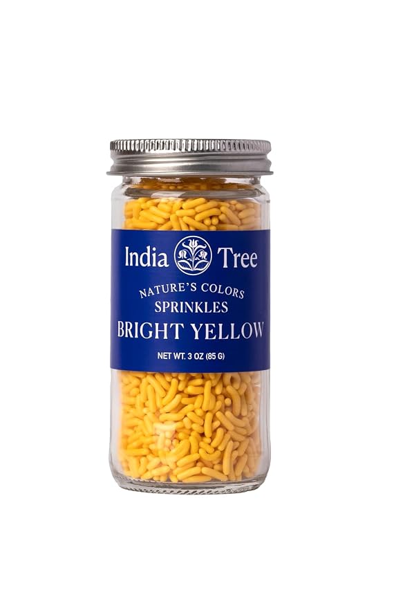 Bright Yellow Sprinkles – Vegan, Non‑GMO, Dye‑Free, Allergen‑Free, 3 oz Jar – India Tree Nature’s Colors