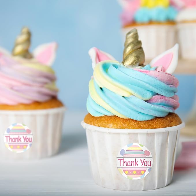 Heyfibro 500 PCS 1.5 Inch Thank You Stickers for Small Business, Baking, Gifts, Envelopes, Easter Decorations (Egg 1)