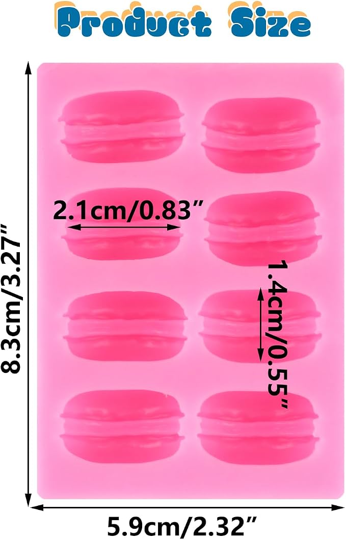 Mujiang 3D Macaroon Hamburger Silicone Molds Macaron Fondant Mold Macaron Chocolate Mold For Cake Decorating Cupcake Topper Gum Paste Candy Polymer Clay Set Of 1