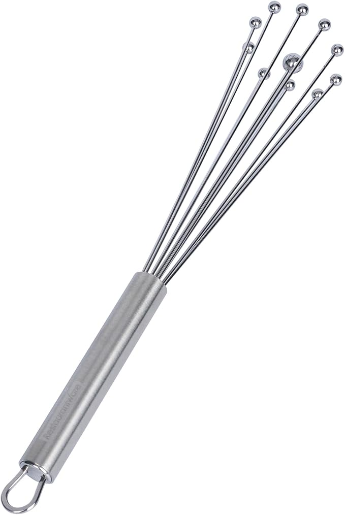 Restaurantware 10.5 in Stainless Steel Ball Whisk - German Standard Egg Beater with Ergonomic Handle, Dishwasher Safe - Manual Mixer Cooking Whisk for Baking, Stirring, Sauces, Beating