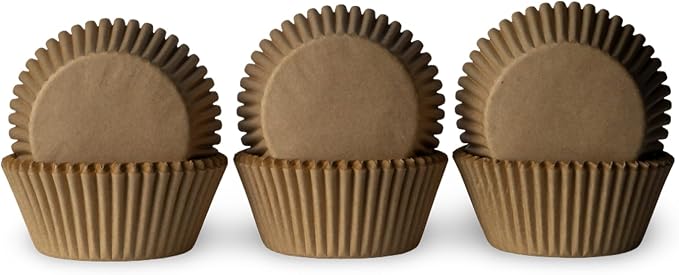 200 Paper Cupcake Liners, Muffin Liners or Baking Cups for Desserts, Muffins, Cupcakes and More Treats; Grease Proof, No Smell, Food Grade, Nut Serving Containers (Brown)