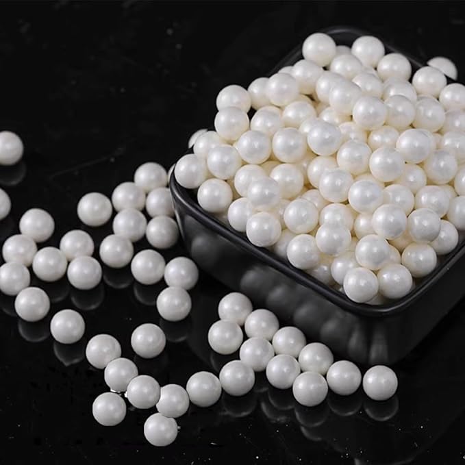 PhilaeEC White Pearls 10mm Size Sprinkles for Cake Decoration Edible Candy Baking Cookie Cupcake Toppers Wedding Party Valentines Halloween Christmas Supplies 4.23oz