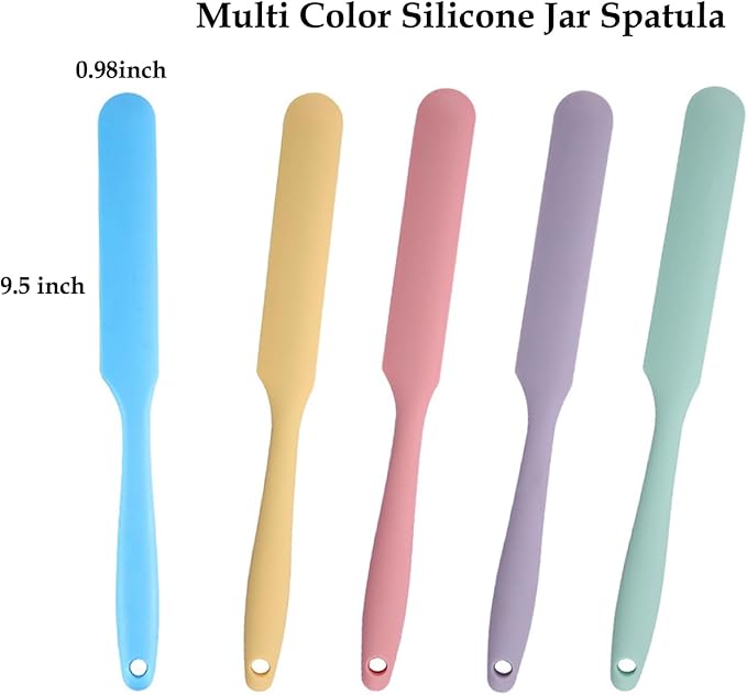 Silicone Jar Spatulas, 10 Pieces Silicone Spatula Small Butter Cake Cream Spatulas Set Long Handle Mini Non Stick Mixing Batter Baking Scrapers for Kitchen Baking Use (10, Macarone)