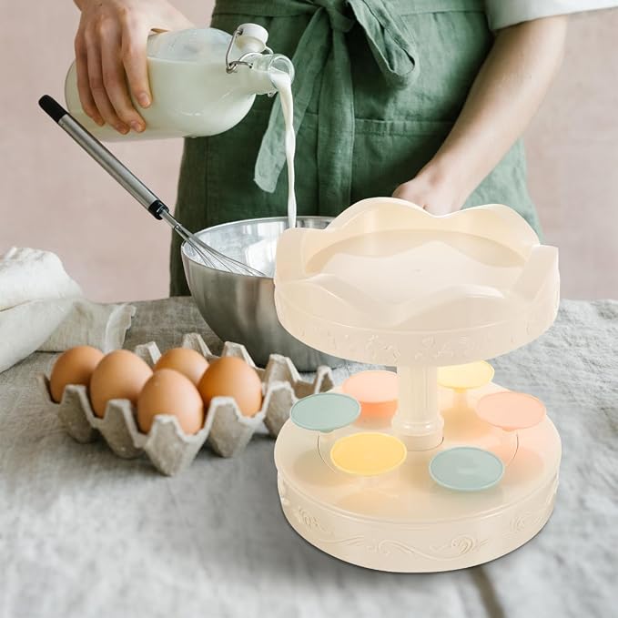 KOMBIUDA Rotating Dessert Display Stand Automatic Revolving Cupcake Carousel Holder for Bakery Party Wedding Birthday Decor 8.66 Inch Batteries Not Included