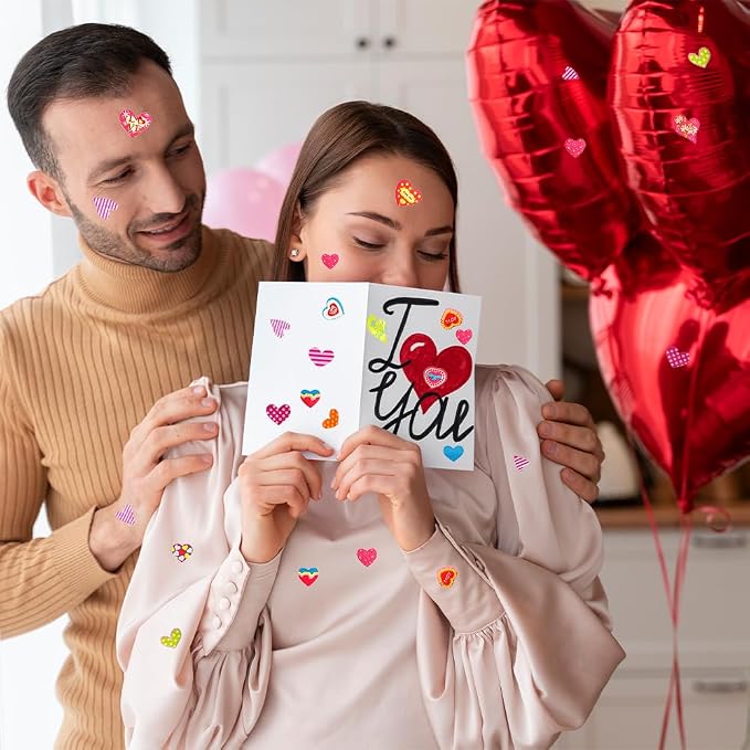 Heart Stickers, 6100 Pcs Small Self Adhesive Heart Sticker, 100 Sheets Gilter Love Sticker Bulk for Card Envelopes Gifts Craft Scrapbooking Wedding Mother's Day Valentines Day Party Decorations Favors